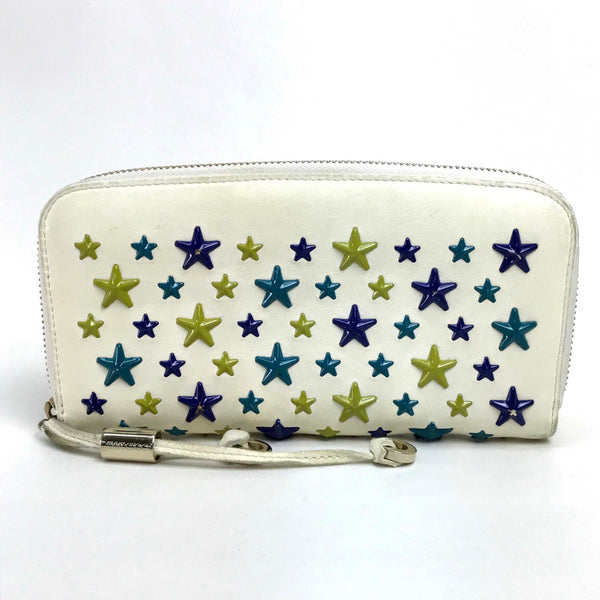 JIMMY CHOO Long Wallet Purse Zip Around long wallet Brand miscellaneous goods Star studs leather off white Women Used Authentic