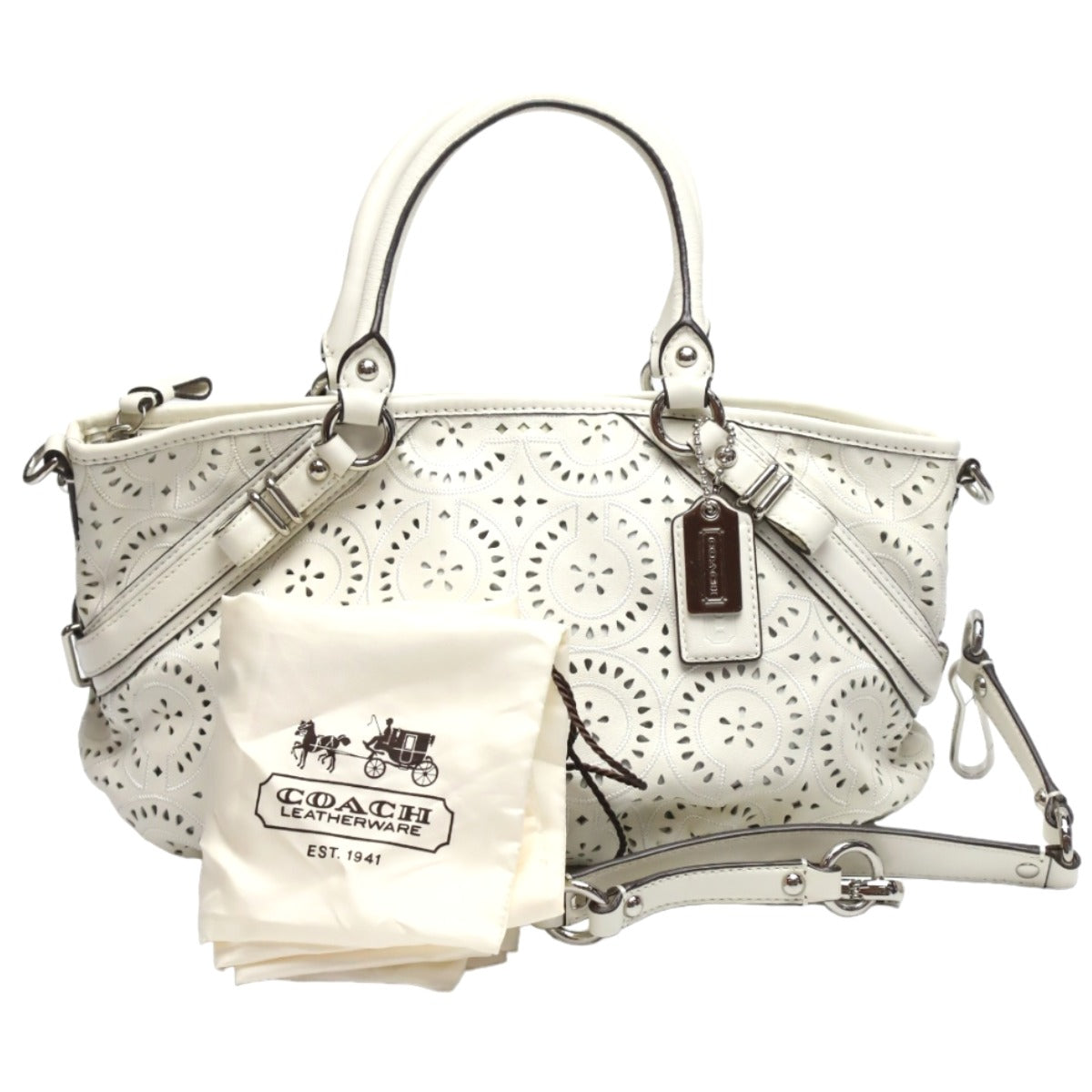 Authentic White deals Leather Coach Handbag