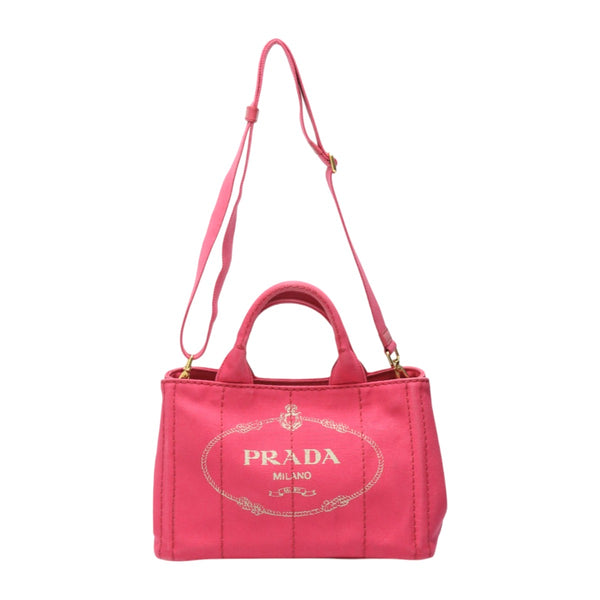 PRADA Tote Bag Tote Bag canvas Canapa Cotton denim B2439G pink Women Used Authentic