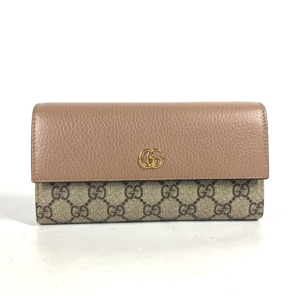 Gucci Beige/Pink Continental GG Supreme Canvas top Wallet