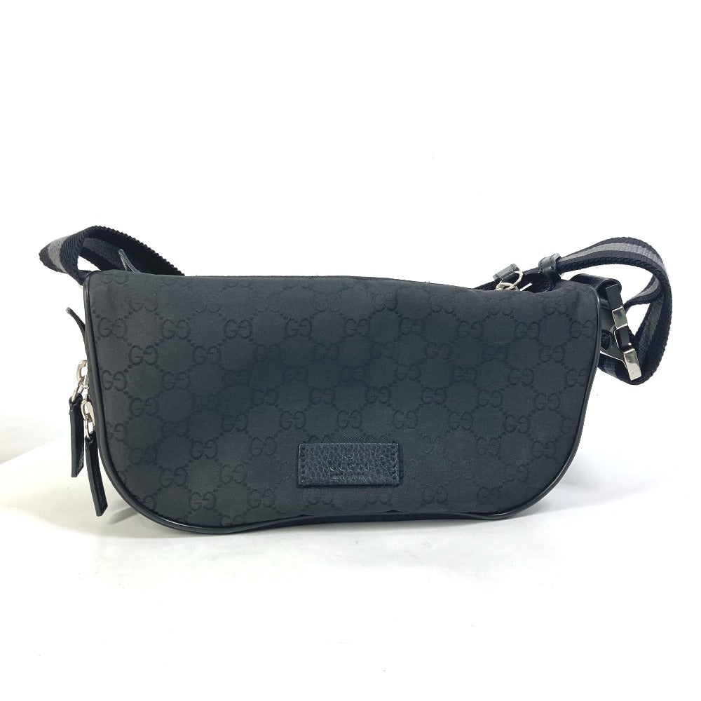 GUCCI Waist bag 449182 Nylon black GG Belt bag Shoulder Bag mens Used Authentic