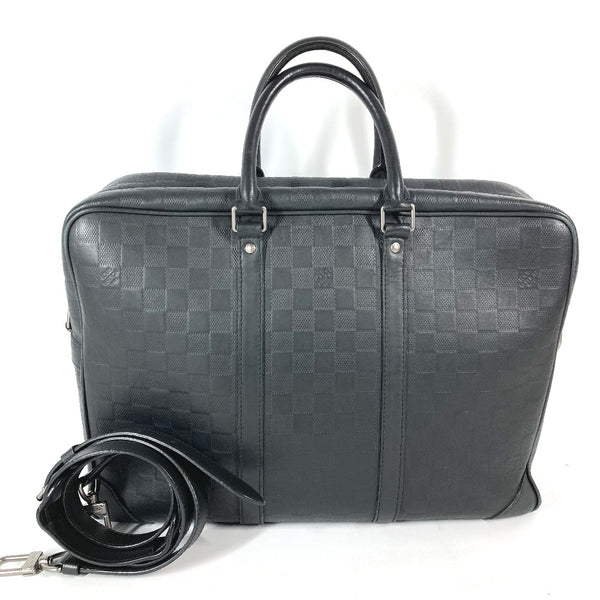 LOUIS VUITTON Handbag Business bag 2WAY Shoulder Bag Damier Anfini Porto Document Voyage Damier Anfini Leather N41146  black mens Used Authentic