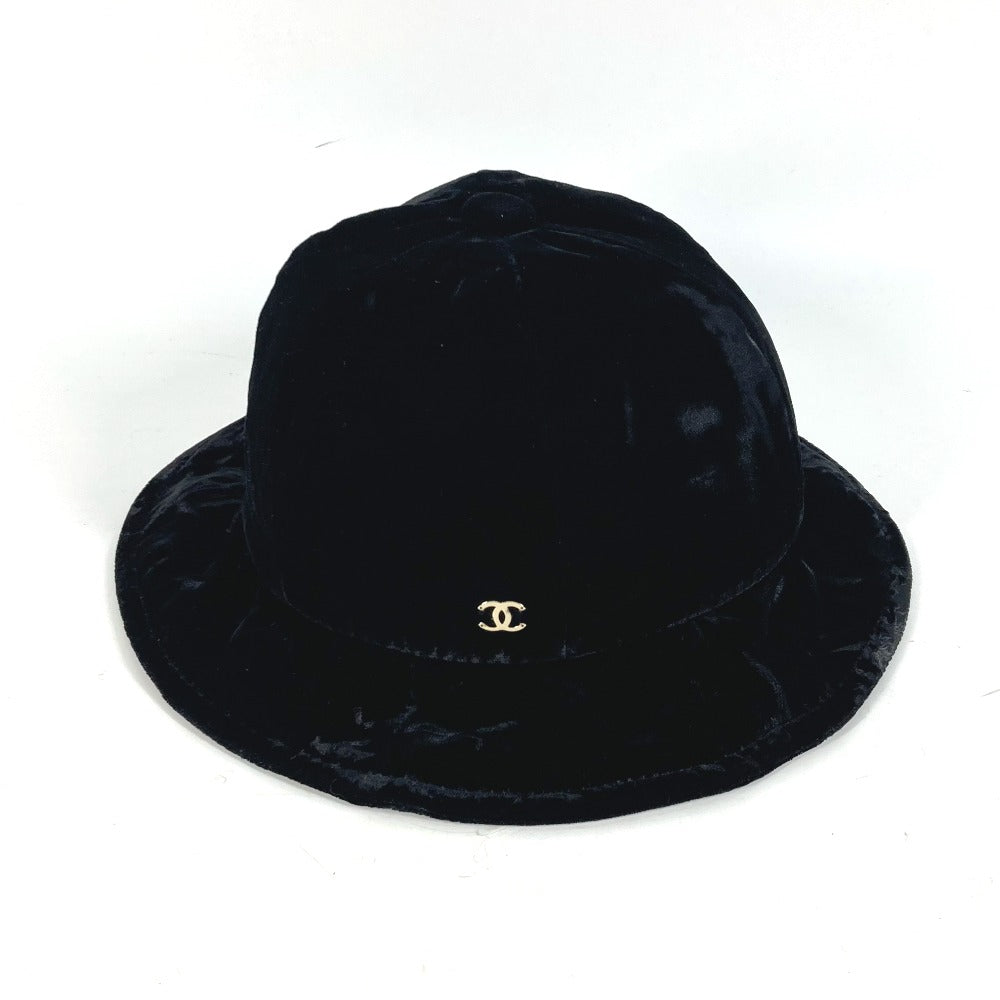 Chanel Hat CC Coco Mark Hut Eimer Hut 22b Metro Hut Viskose Seide AA8560 Schwarze Frauen verwendet authentisch