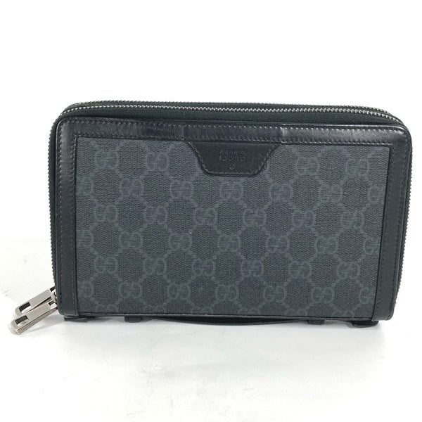 GUCCI Long Wallet Purse W fastener GG Supreme Travel case handbag GG Supreme Canvas 409206 black mens Used Authentic