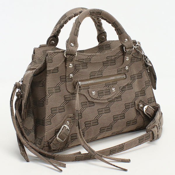 BALENCIAGA 696495 XS Tote Bag Neo classic Handbag canvas brown Women