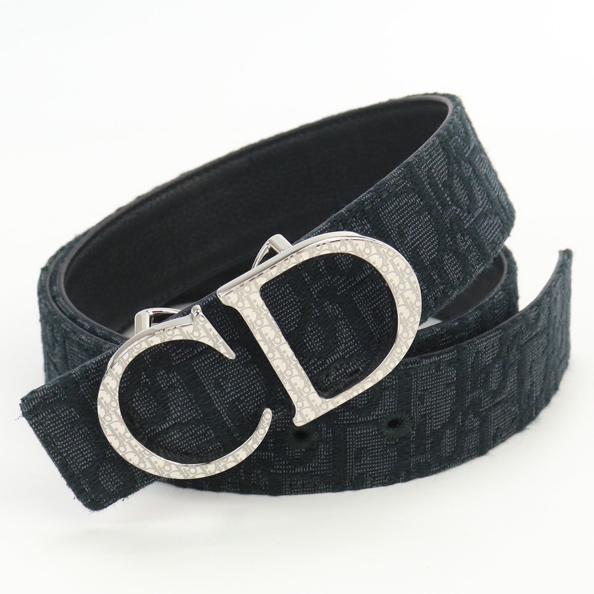 Christian Dior CD reversible belt Dior Oblique belt Jacquard Navy 