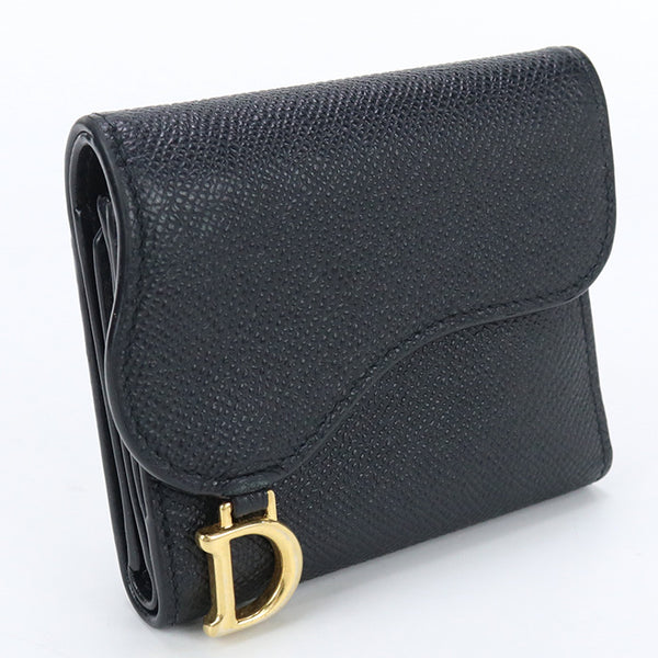 Christian Dior S5652CBAA M900 saddle Tri-fold wallet with Calfskin black