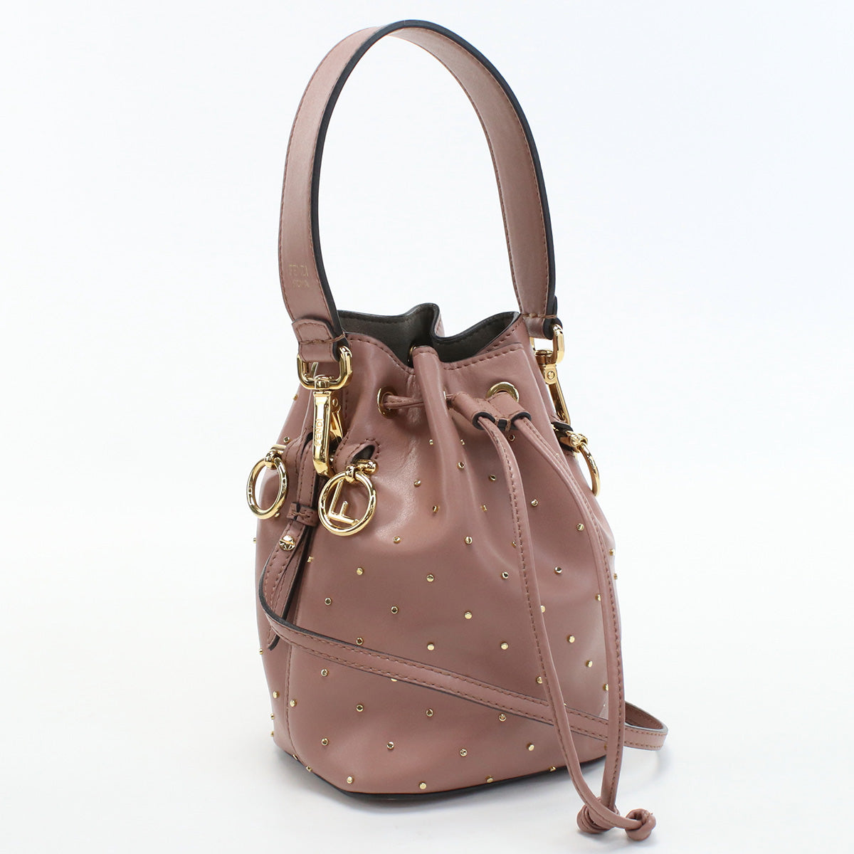 FENDI 8BS010 mini montresor studs Handbag Shoulder Bag Pink leather Wo