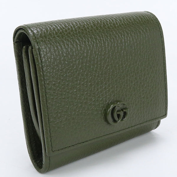 GUCCI 598587 Medium Double G Bi-fold wallet leather Green Women
