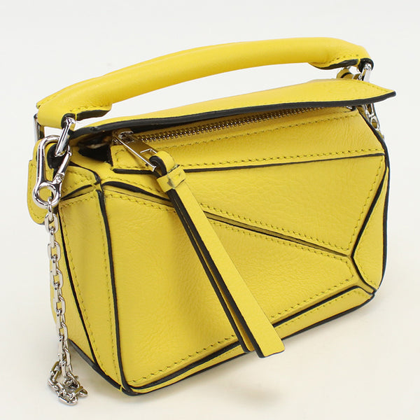 LOEWE A510U98X01 Puzzle bag nano Diagonal Shoulder Bag Calfskin yellow Women