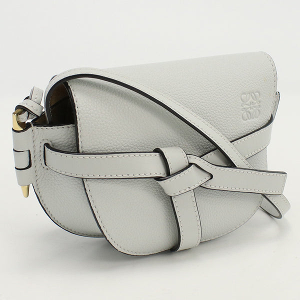 LOEWE Mini Gate Bag Diagonal Shoulder Bag Calfskin Gray Women