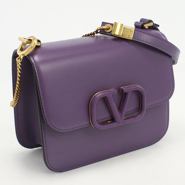 VALENTINO Shoulder Bag V sling Diagonal leather purple Women