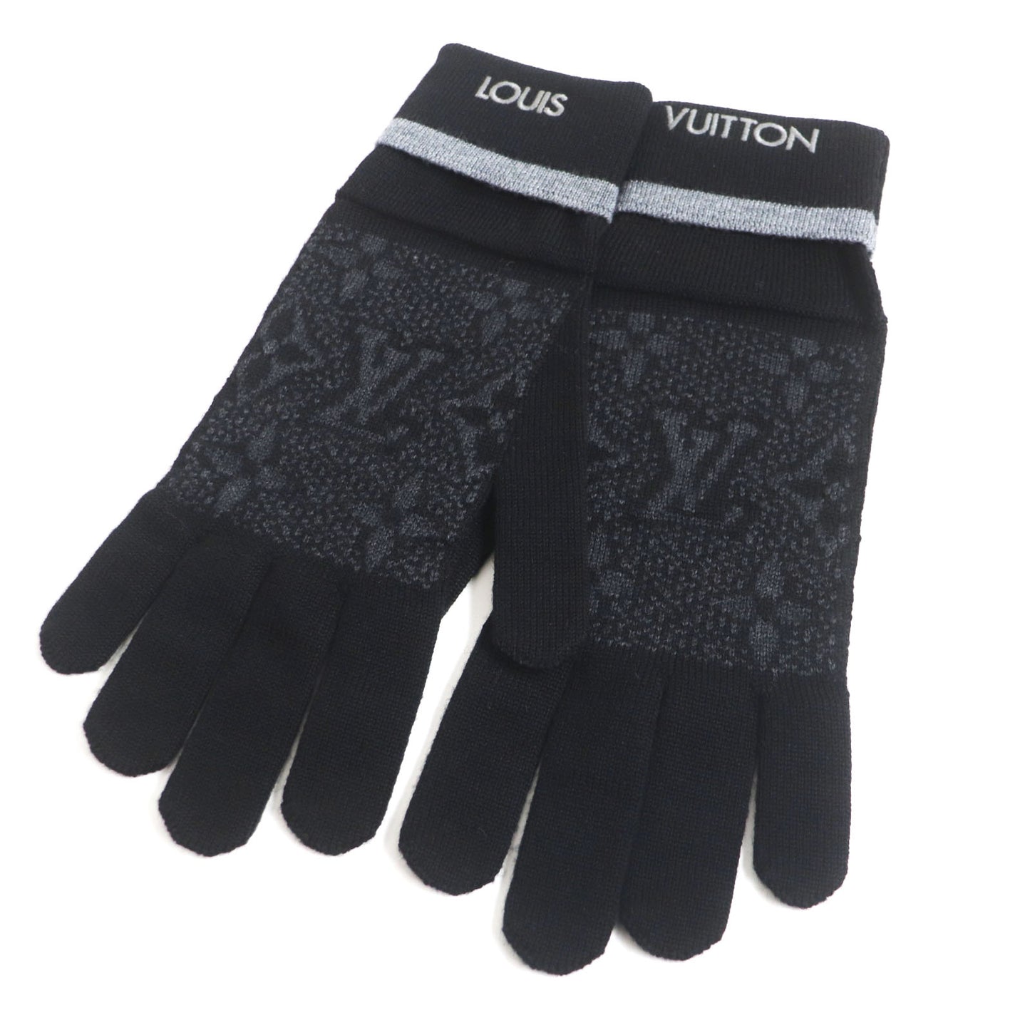 LOUIS VUITTON gloves M73470 wool black Gon My Monogram Eclipse