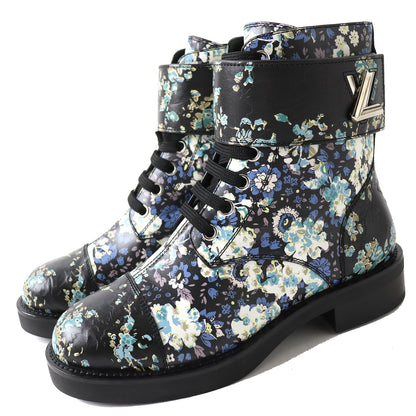 LOUIS VUITTON short boots leather Black x multicolor Wonderland line 35