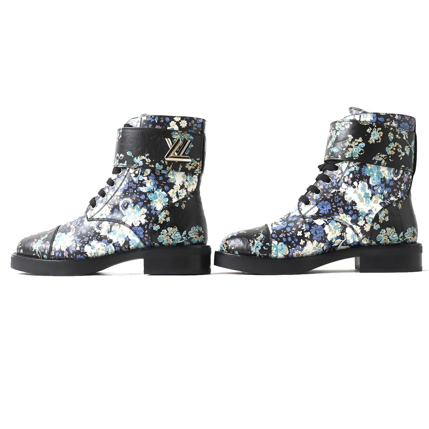 LOUIS VUITTON short boots leather Black x multicolor Wonderland line 35