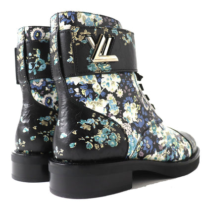 LOUIS VUITTON short boots leather Black x multicolor Wonderland line 35