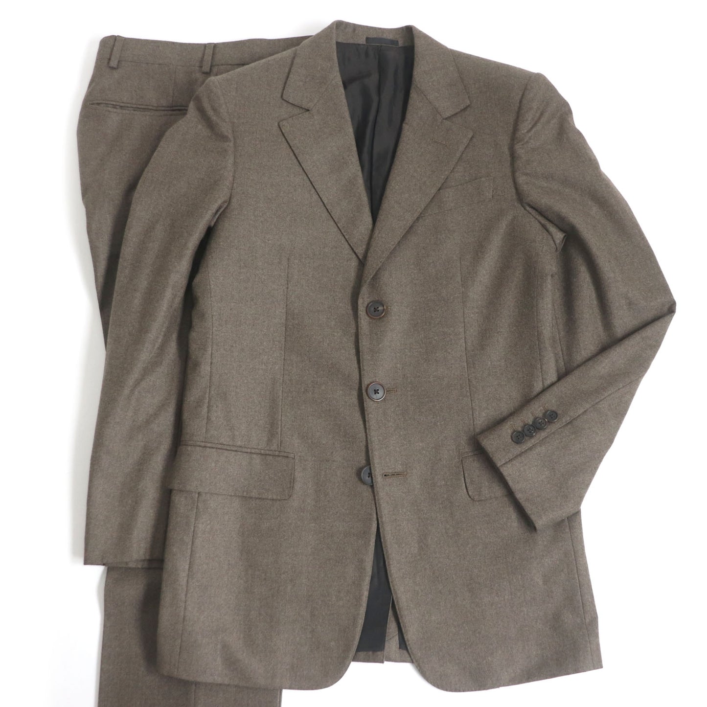 LOUIS VUITTON suit Outer material: 100% wool (Super 130's) Body lining: 100% cupra Sleeve lining: 100% polyester Brown 44