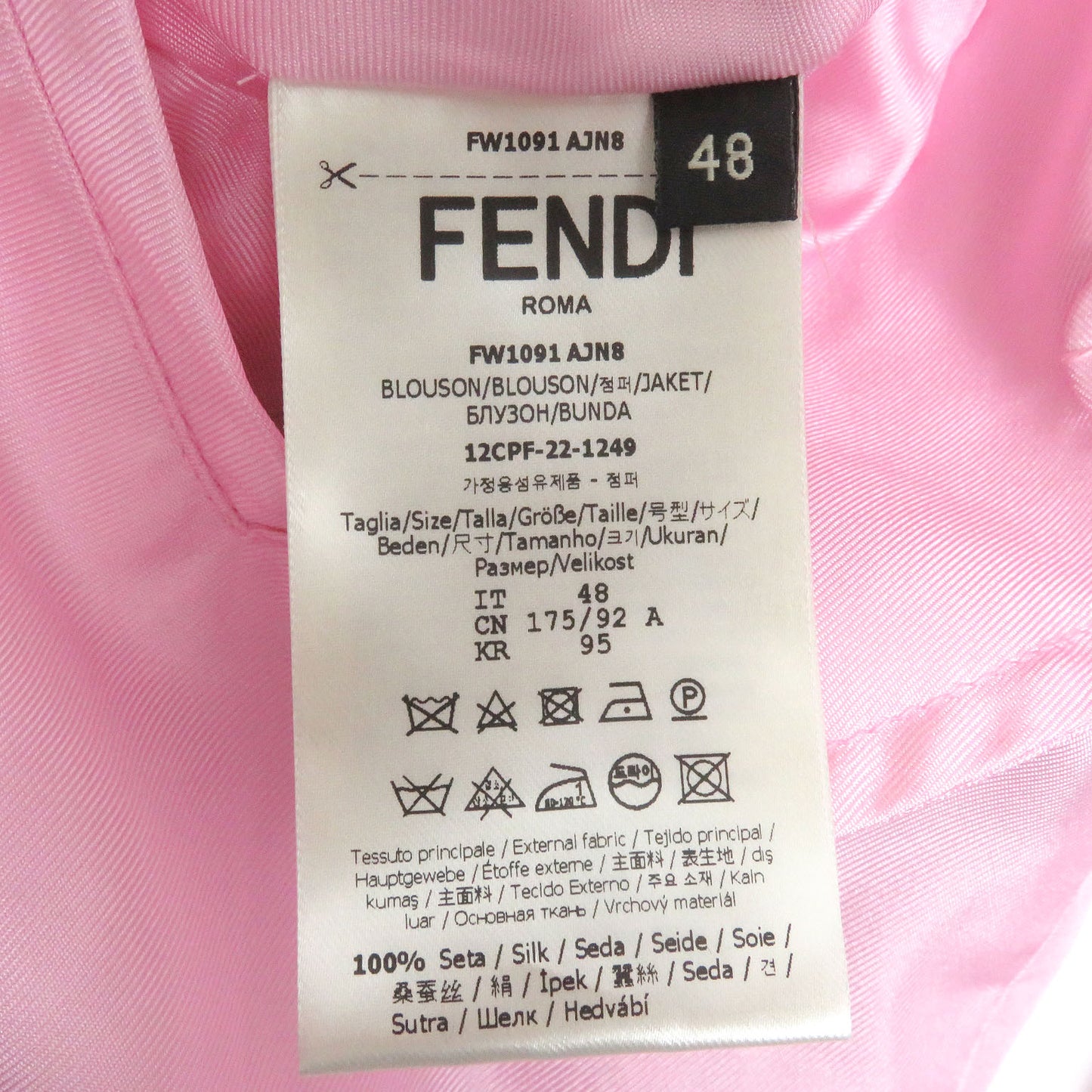 FENDI Blouson FW1091 silk Pink type 48