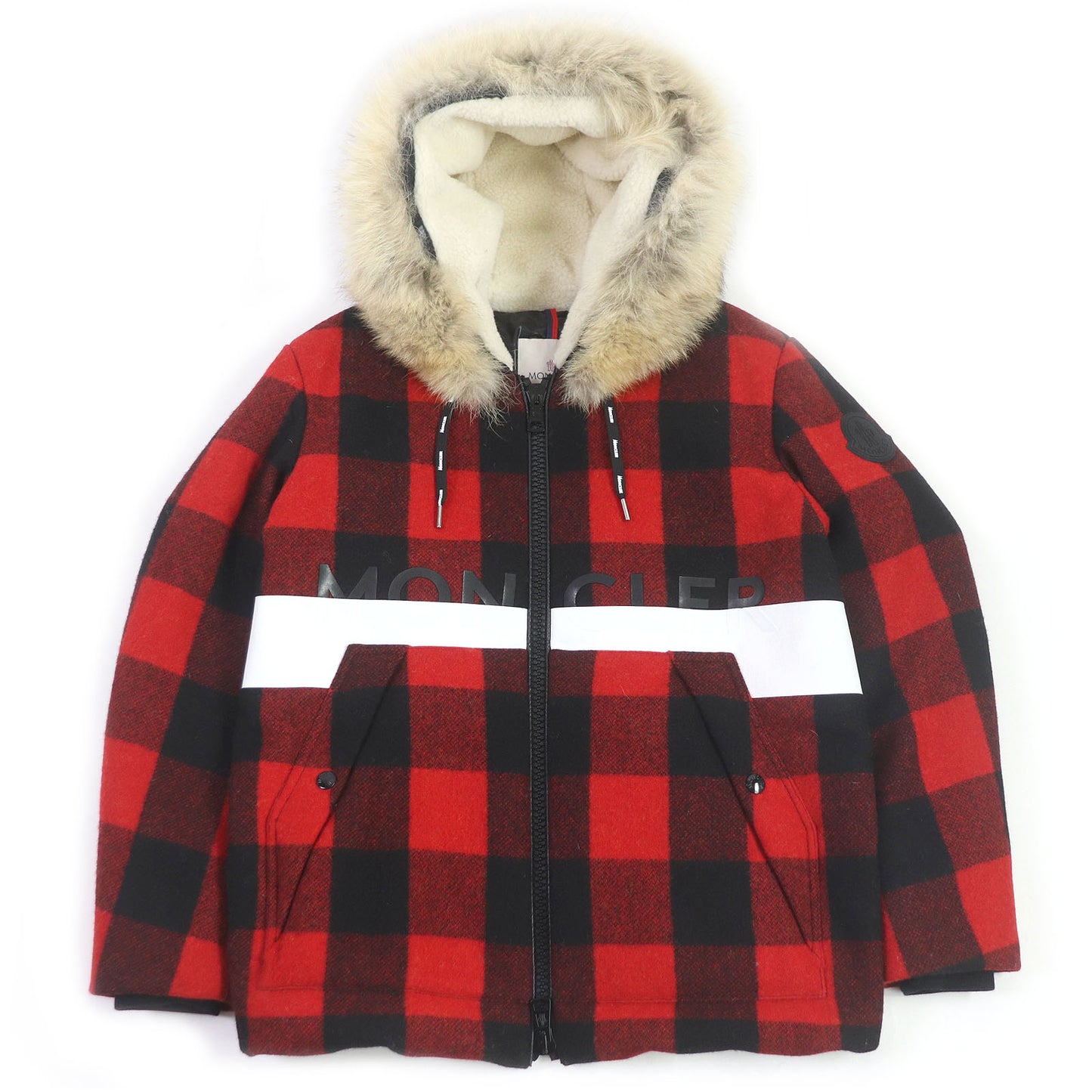 MONCLER Down jacket wool Red black STECKNADEL HORN 1