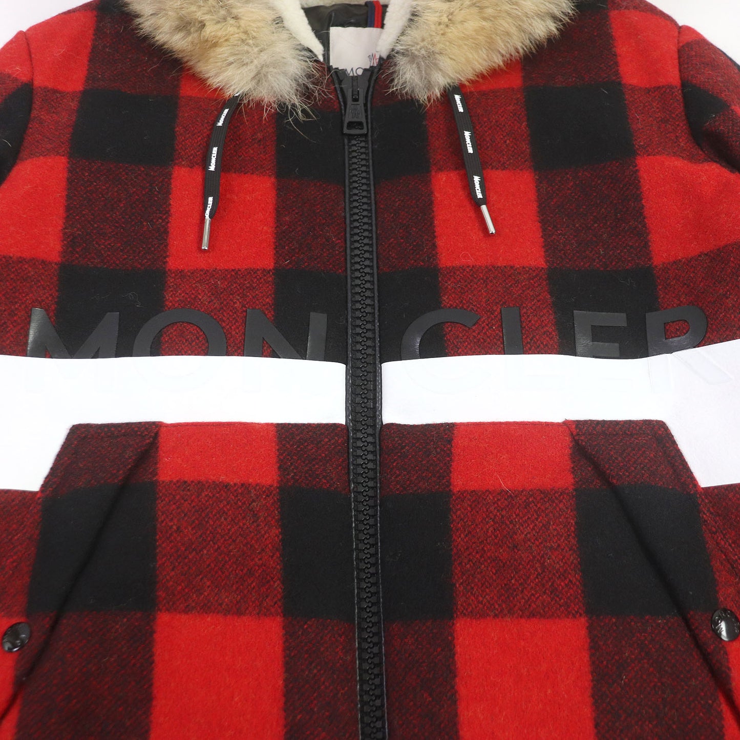 MONCLER Down jacket wool Red black STECKNADEL HORN 1