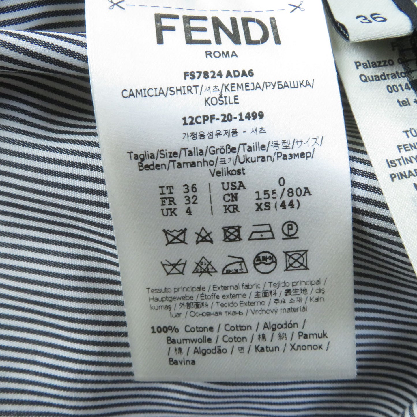 FENDI Long sleeve shirt cotton Black Grey 36