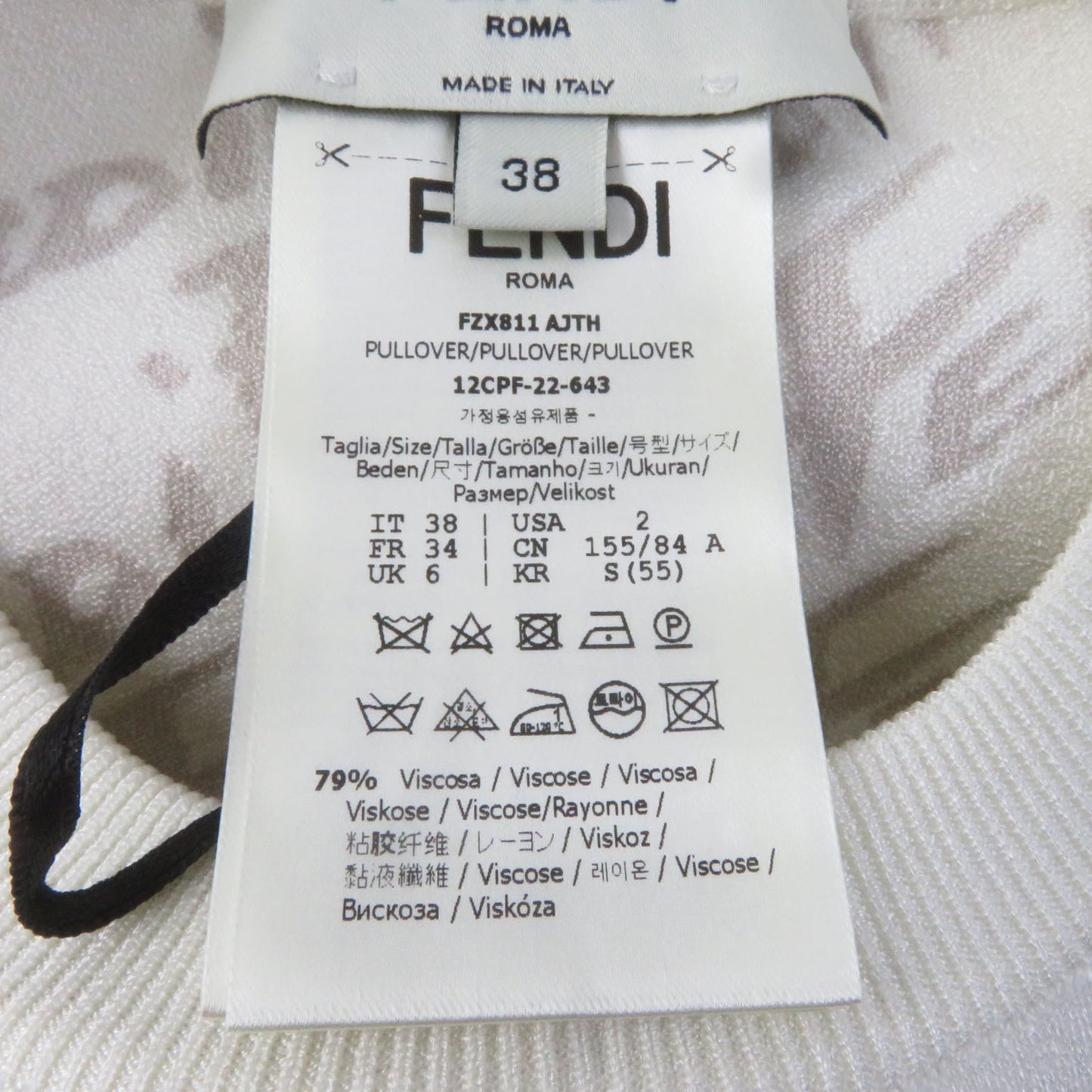 FENDI knit FZX811 Rayon white 38