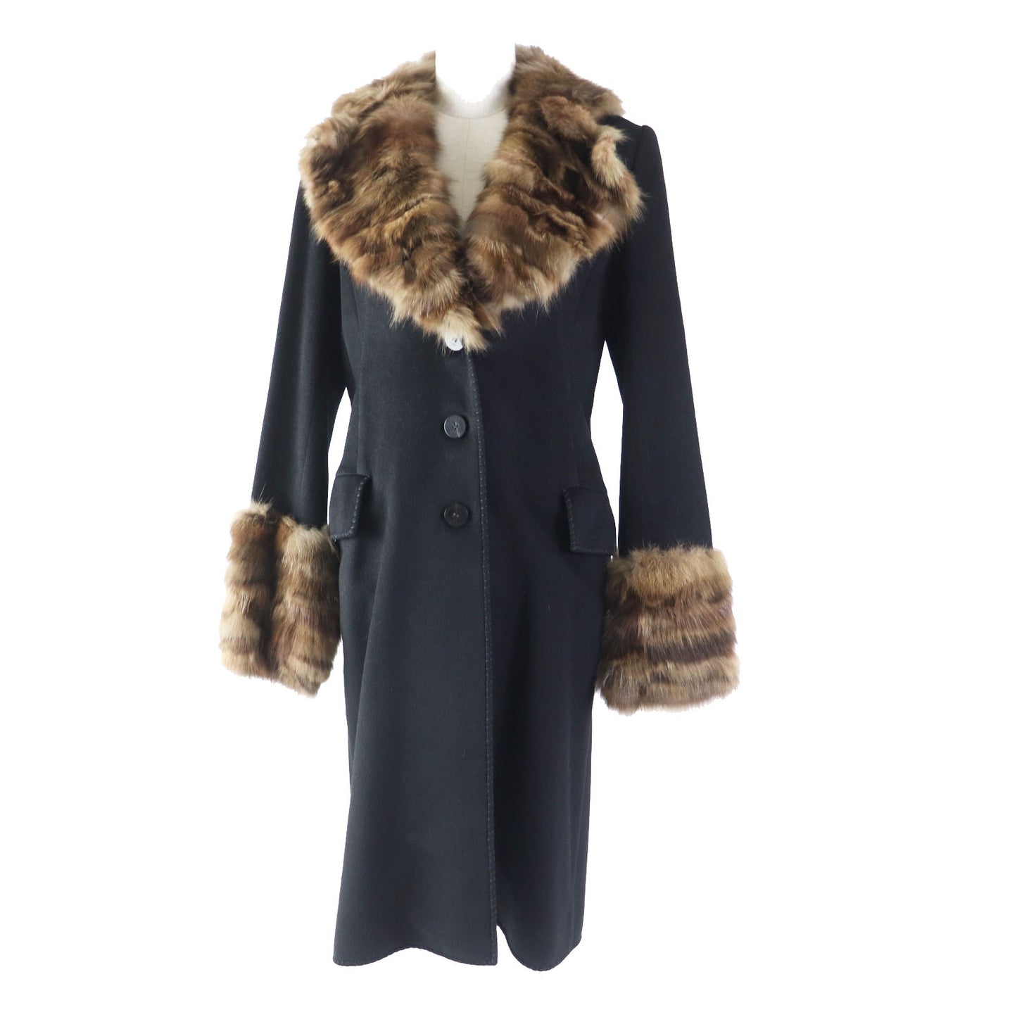 FENDI coat wool Black brown 40