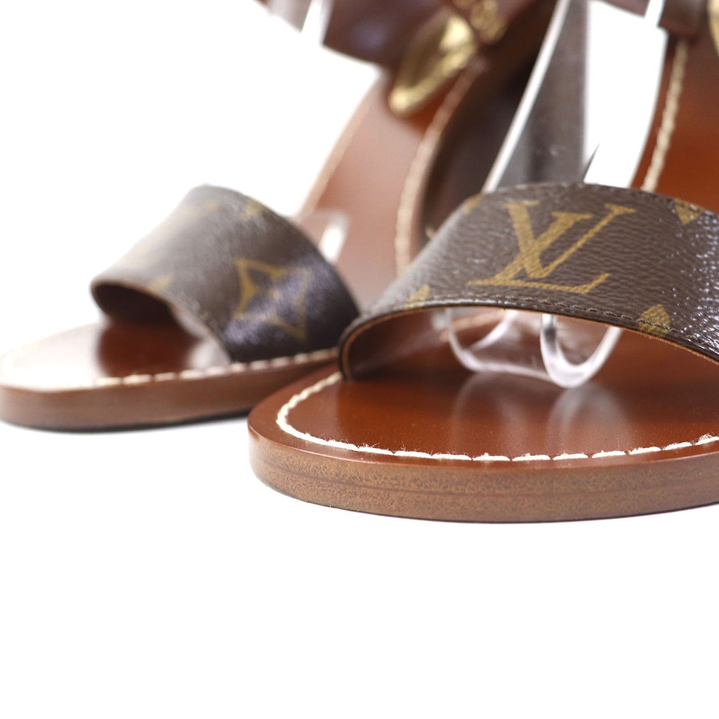 LOUIS VUITTON Sandals 1A642L leather Brown passenger line 38.5