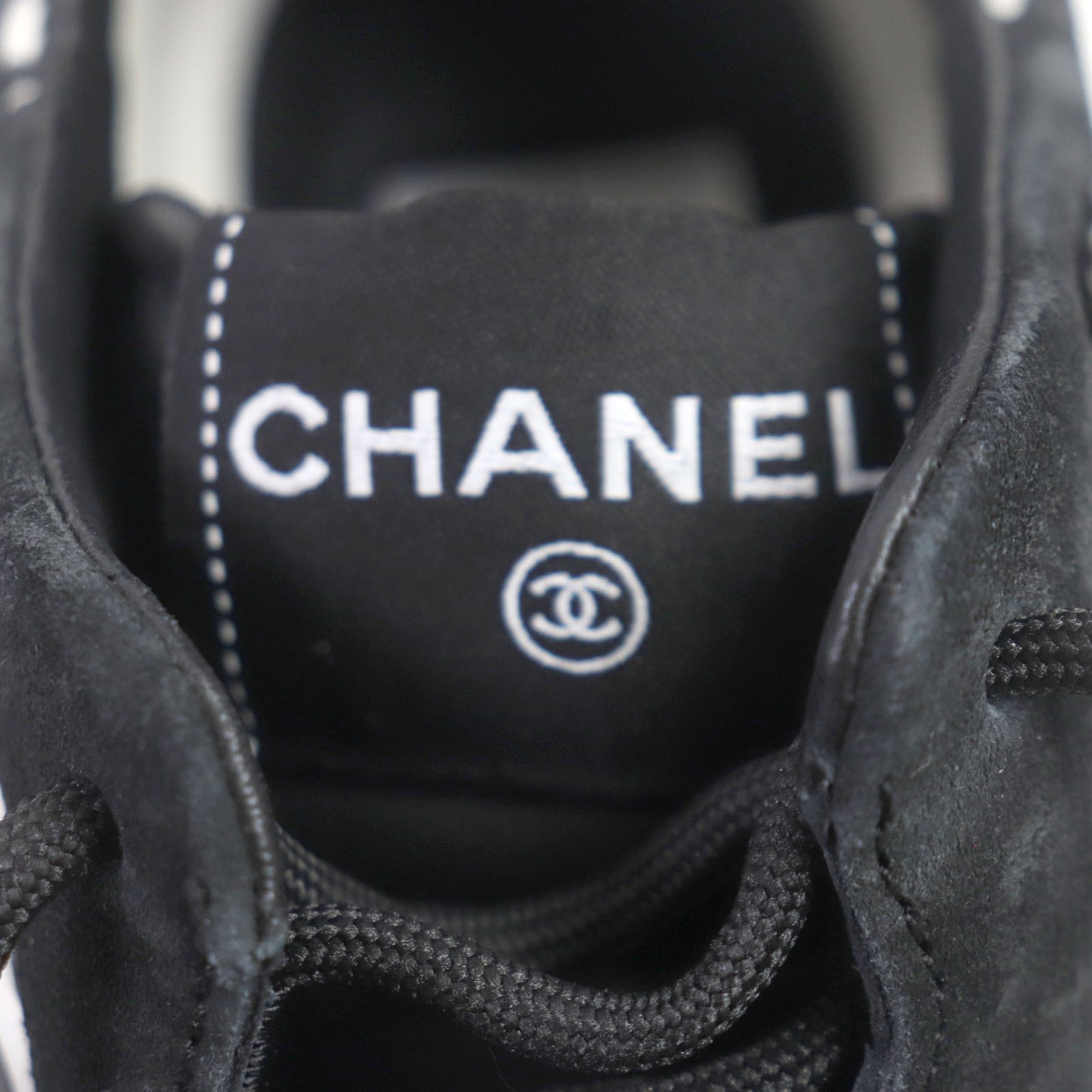 CHANEL sneakers 21N G38290 Main: suede, nylon Black White Graphic logo Matelasse Women 36 Used Authentic