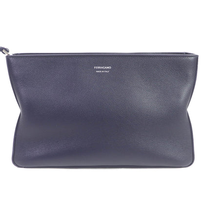 Salvatore Ferragamo Clutch bag 241445 Main: Leather Dark navy mens Used Authentic