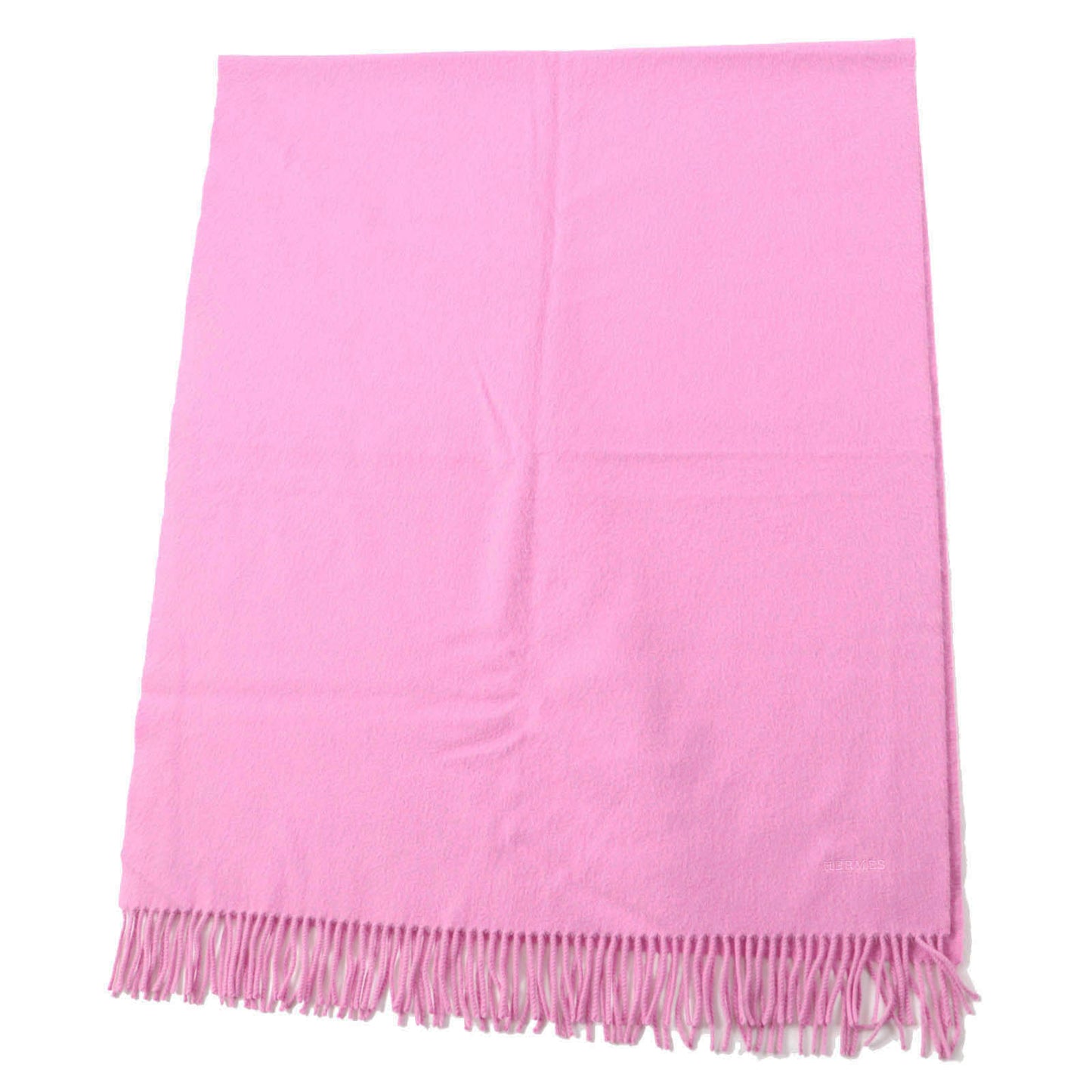 HERMES shawl Main: 100% cashmere pink Women Used Authentic