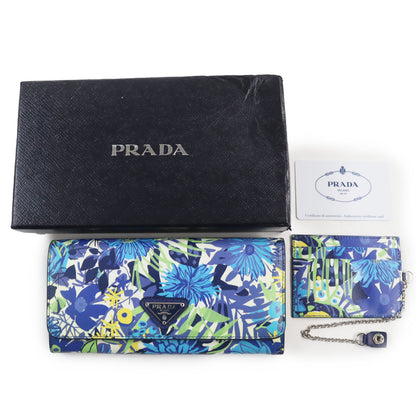 PRADA Long Wallet Purse 1MH132 leather blue