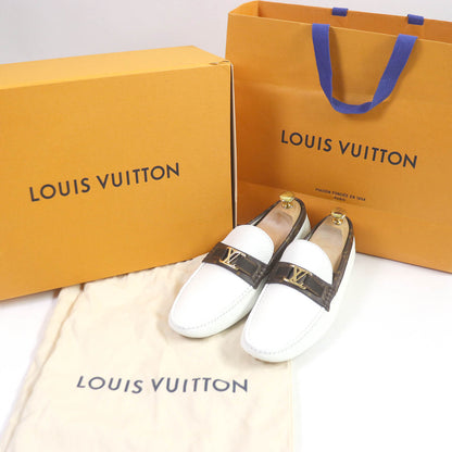 LOUIS VUITTON loafers leather white LV Hockenheim Line 7 1/2