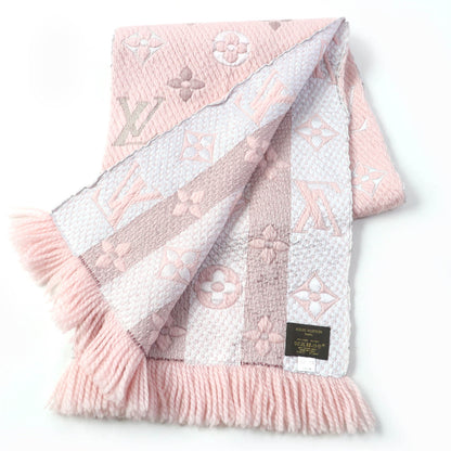 LOUIS VUITTON Scarf M73057 Main: 85% wool, Main: 15% silk Crystal pink Esharp Logomania Rainbow Women Used Authentic