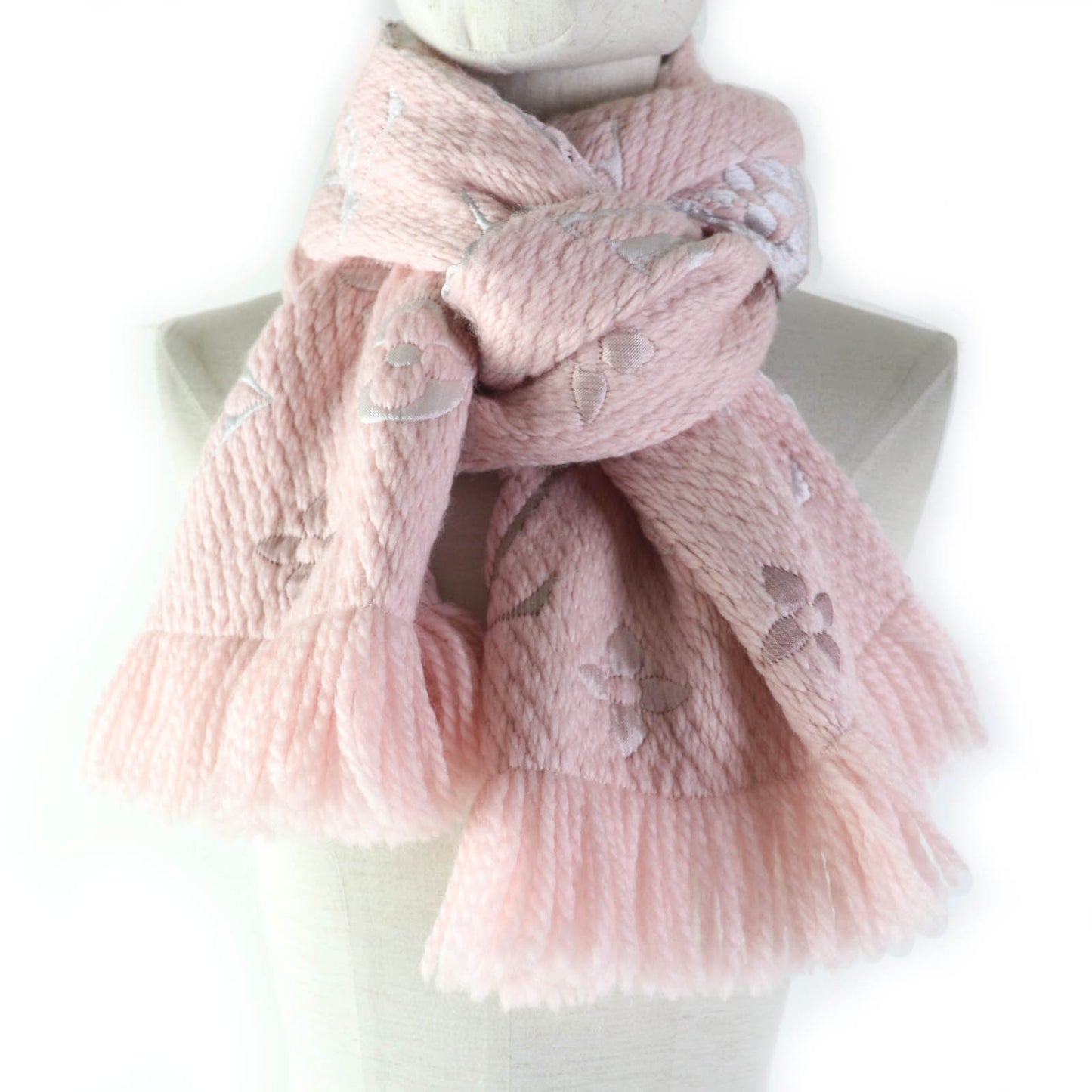 LOUIS VUITTON Scarf M73057 Main: 85% wool, Main: 15% silk Crystal pink Esharp Logomania Rainbow Women Used Authentic