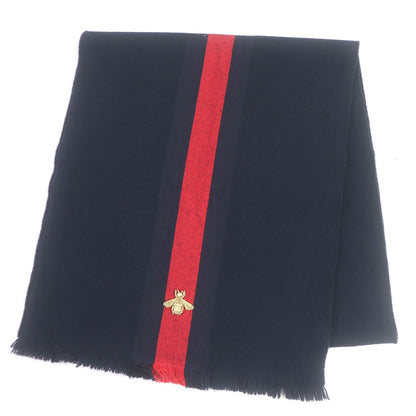 GUCCI Scarf 475513 Main: 56% wool, Main: 24% cashmere, Main: 20% silk Navy mens Used Authentic