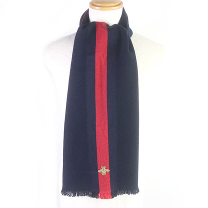 GUCCI Scarf 475513 Main: 56% wool, Main: 24% cashmere, Main: 20% silk Navy mens Used Authentic