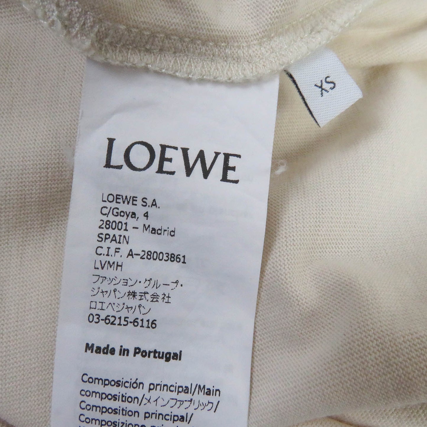 LOEWE Short sleeve T-shirt H848341X01 cotton light beige XS