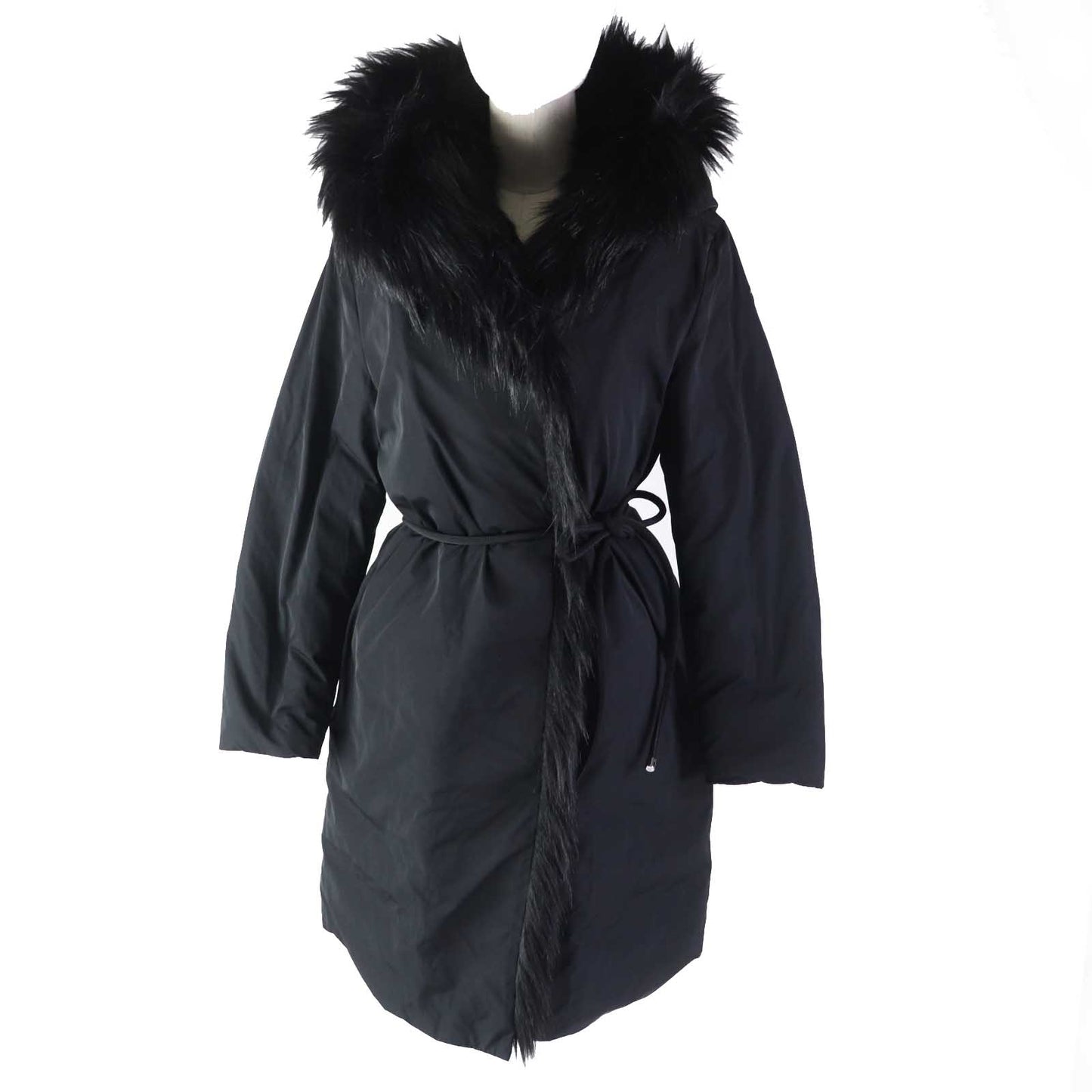 MONCLER down coat Outer: 100% polyester, Lining: 100% nylon, Filling: 90% down, Filling: 10% feather, Part: 100% acetate, Faux fur black CRUCIANELLE Women Used Authentic