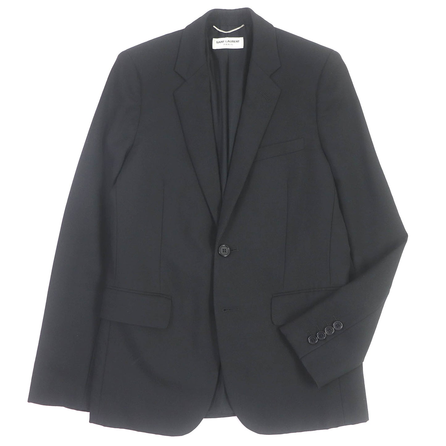 SAINT LAURENT PARIS tailored jacket 509486 Outer: 100% wool, Lining: 100% cotton, Part: 100% silk black mens 42 Used Authentic