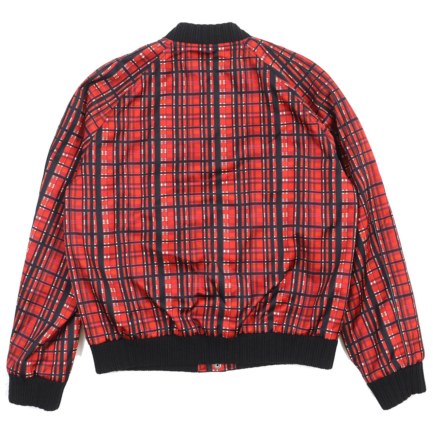 SAINT LAURENT PARIS Bomber jacket 632477 Rayon Black Red type Madras Check Satin Teddy Jacket 52