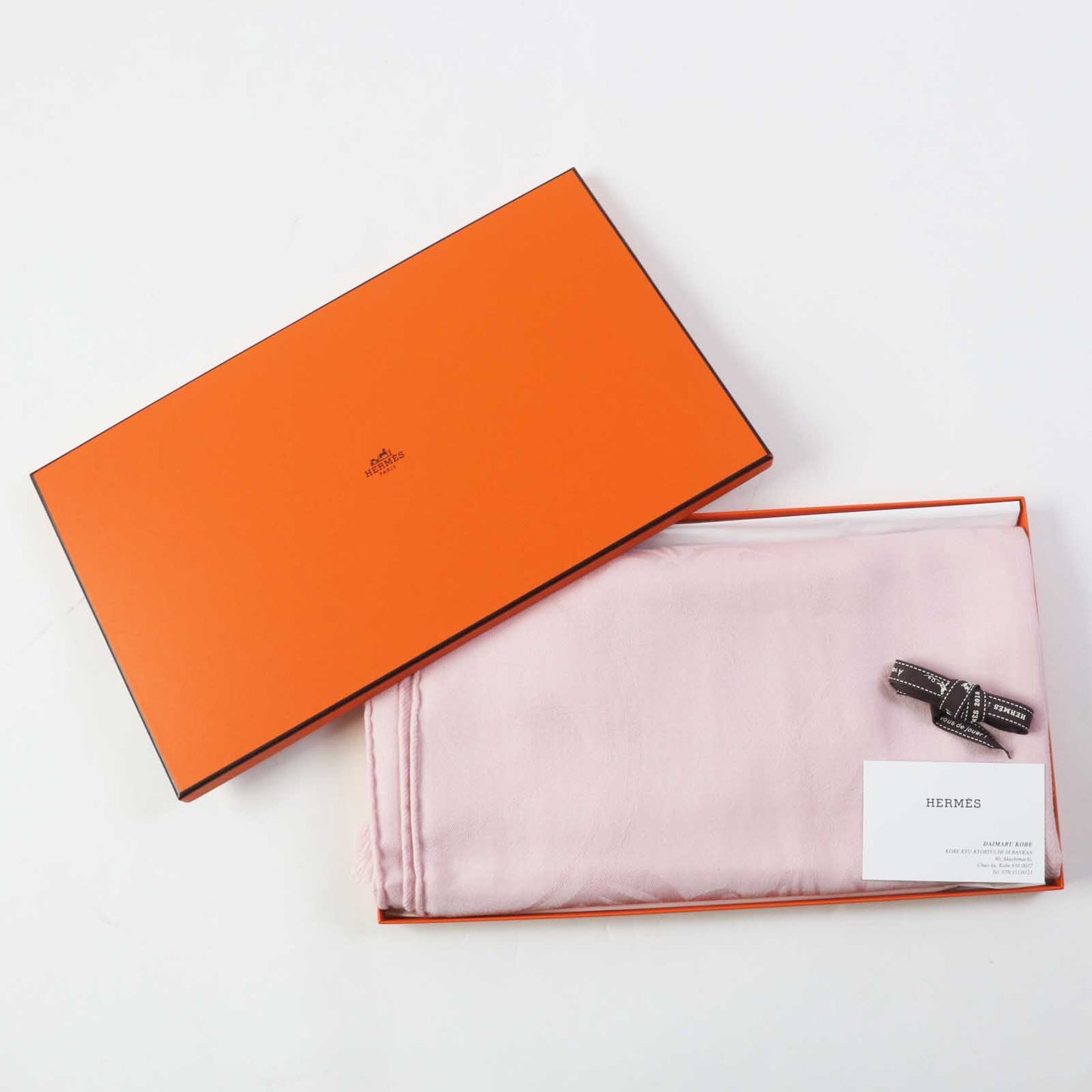 HERMES shawl cashmere Rose Petal (baby pink) Etoile New Libris