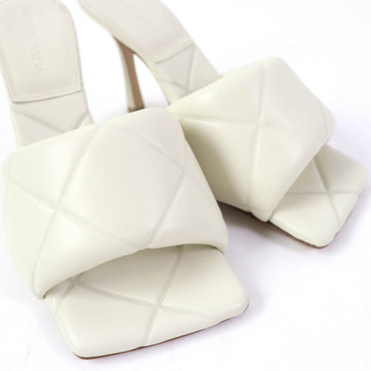 BOTTEGAVENETA Mule leather Ivory MAXI INTRECCIATO SANDALS LIDO 38