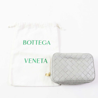 BOTTEGAVENETA Pouch 766231 leather Agate Grey Small INTRECCIATO zipper pouch