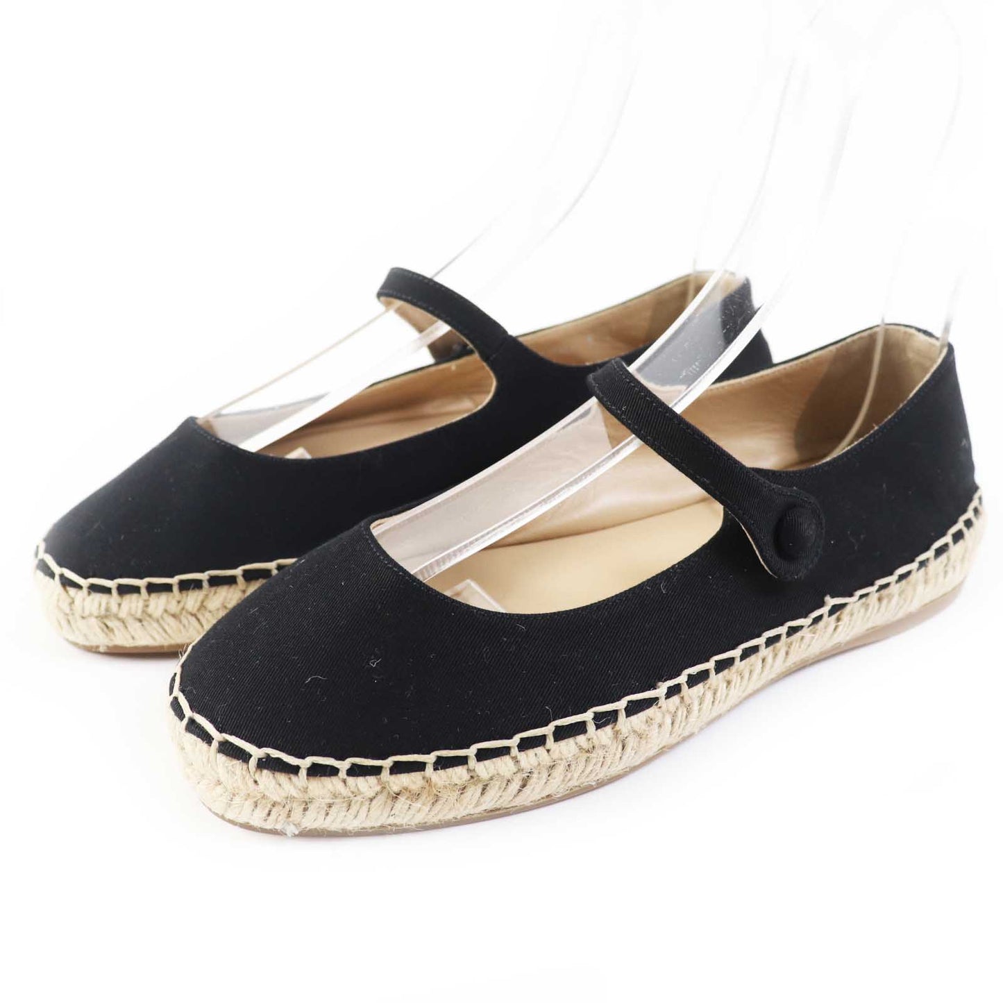 PRADA Flat shoes 1F989L cotton Black natural With Strap Espadrille 35.5