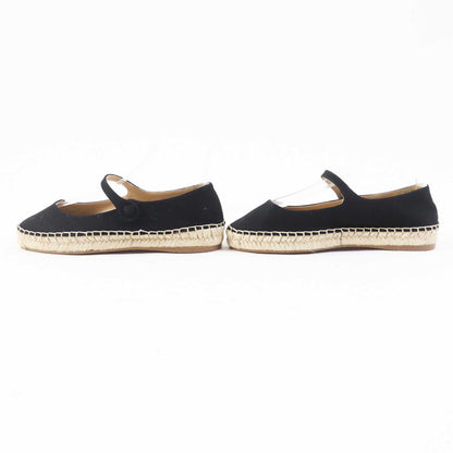 PRADA Flat shoes 1F989L cotton Black natural With Strap Espadrille 35.5