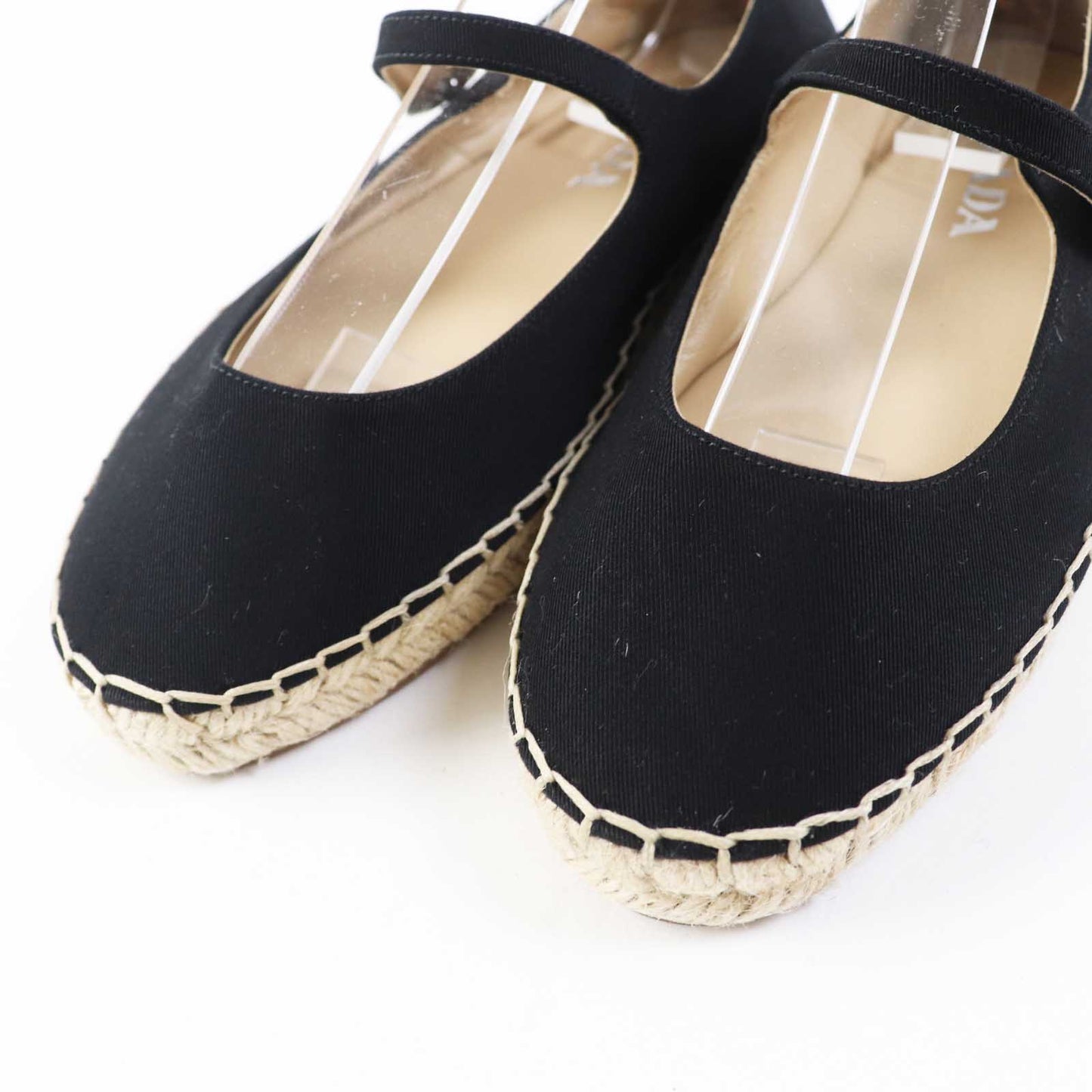 PRADA Flat shoes 1F989L cotton Black natural With Strap Espadrille 35.5