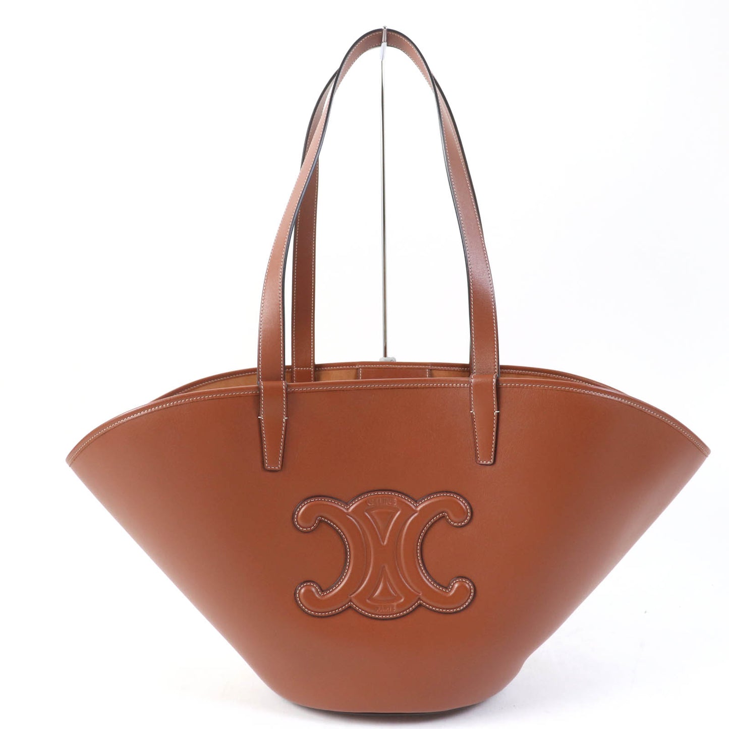 CELINE Tote Bag 196953DU3.04LU Main: Smooth calfskin Tan Cuir Triomphe Kufan Medium Tote Bag Women Used Authentic