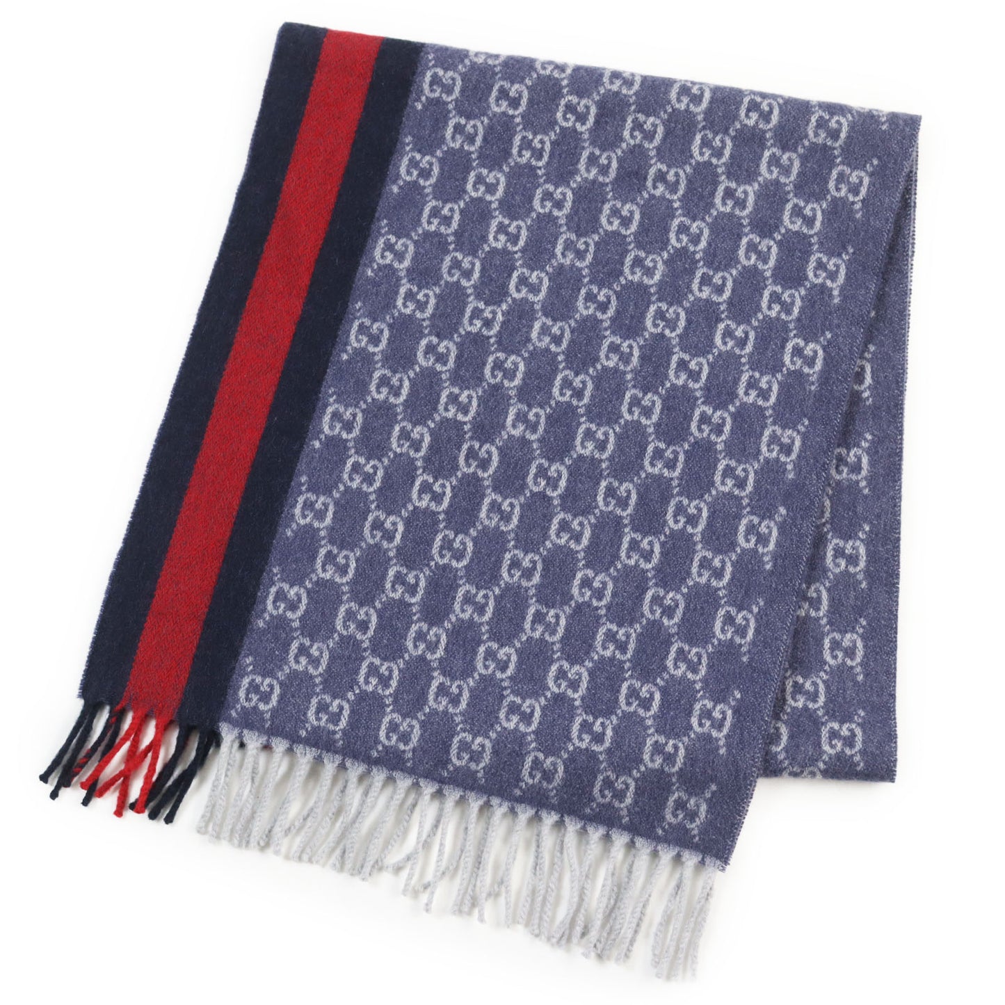 GUCCI Scarf 391531 Main: 50% cashmere, Main: 50% wool Navy mens Used Authentic