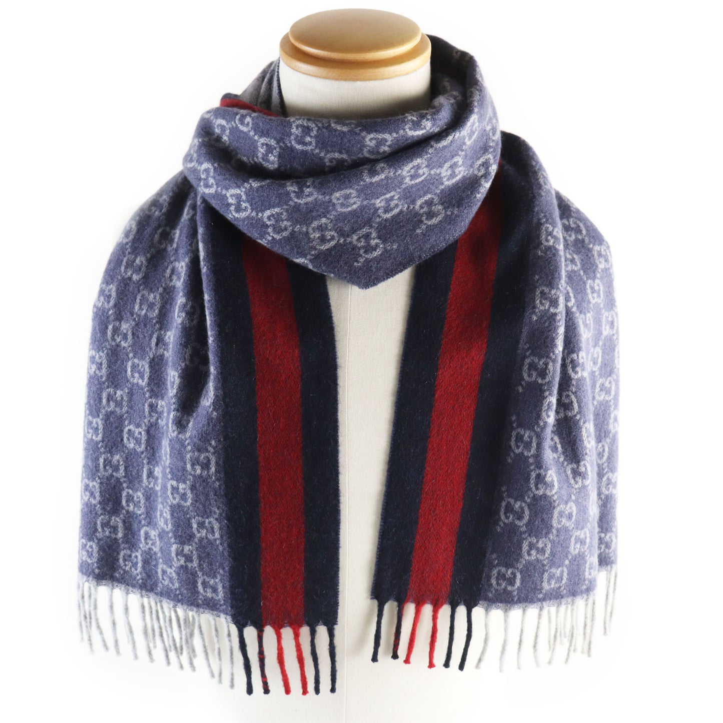 GUCCI Scarf 391531 Main: 50% cashmere, Main: 50% wool Navy mens Used Authentic